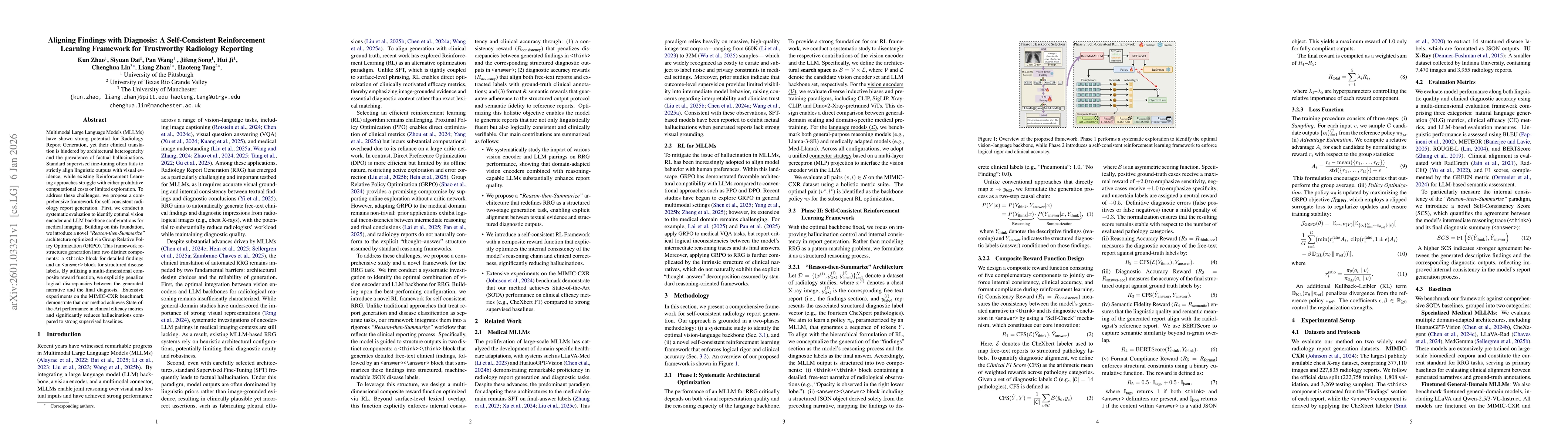 Thumbnail for Aligning Findings with Diagnosis: A Self-Consistent Reinforcement Learning Framework for Trustworthy Radiology Reporting