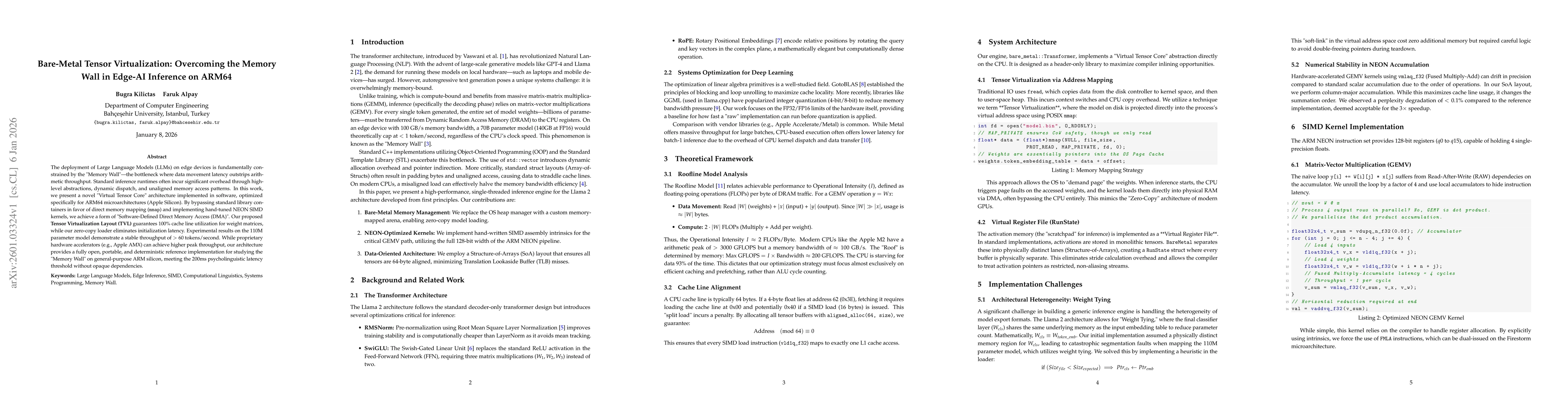 Thumbnail for Bare-Metal Tensor Virtualization: Overcoming the Memory Wall in Edge-AI Inference on ARM64