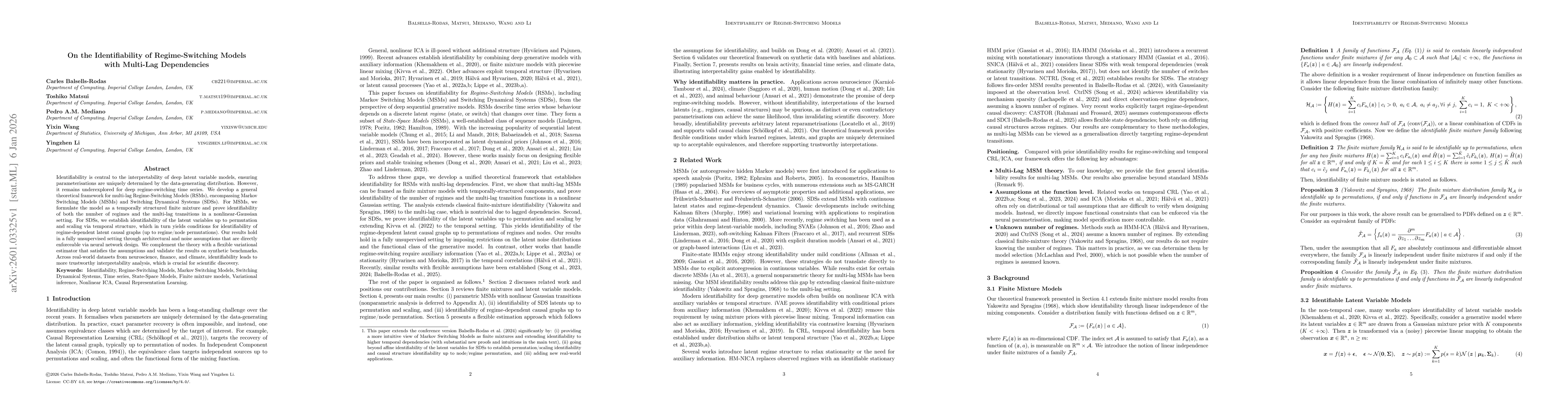 Thumbnail for On the Identifiability of Regime-Switching Models with Multi-Lag Dependencies