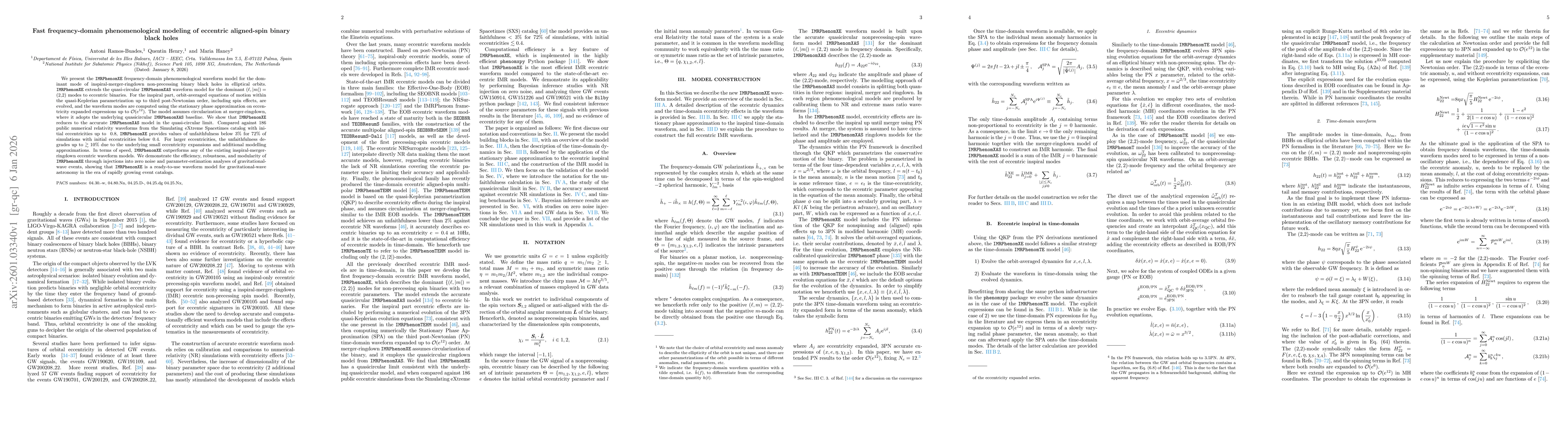 Thumbnail for Fast frequency-domain phenomenological modeling of eccentric aligned-spin binary black holes
