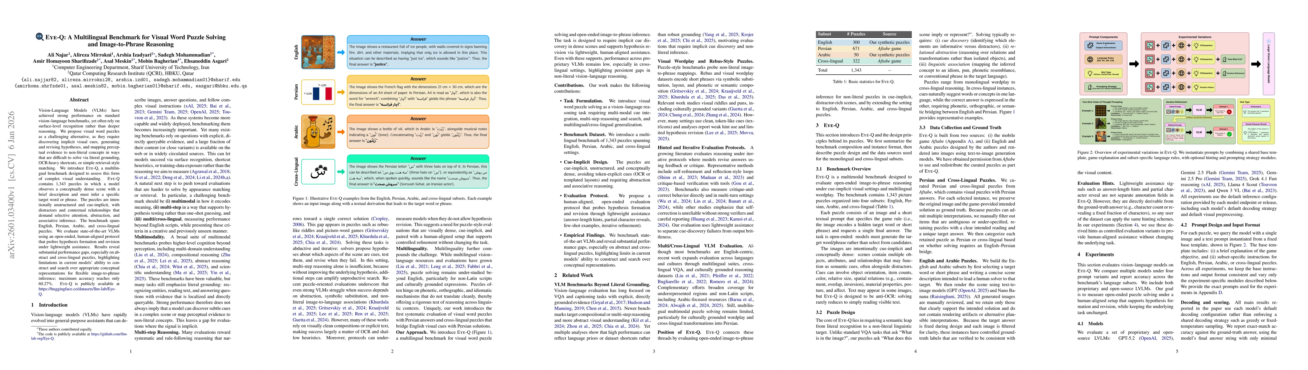 Thumbnail for Eye-Q: A Multilingual Benchmark for Visual Word Puzzle Solving and Image-to-Phrase Reasoning
