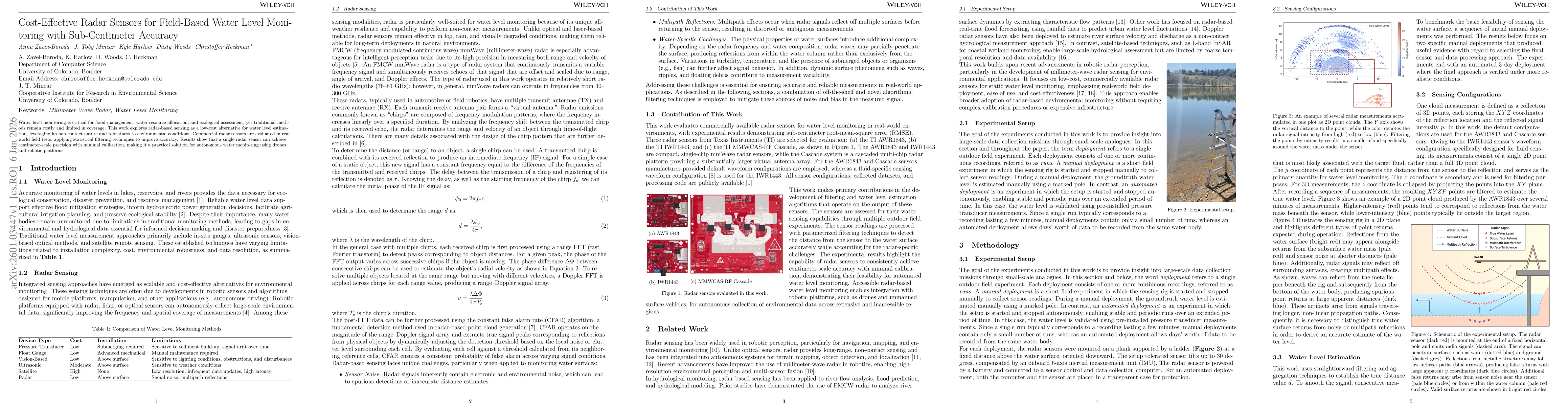 Thumbnail for Cost-Effective Radar Sensors for Field-Based Water Level Monitoring with Sub-Centimeter Accuracy
