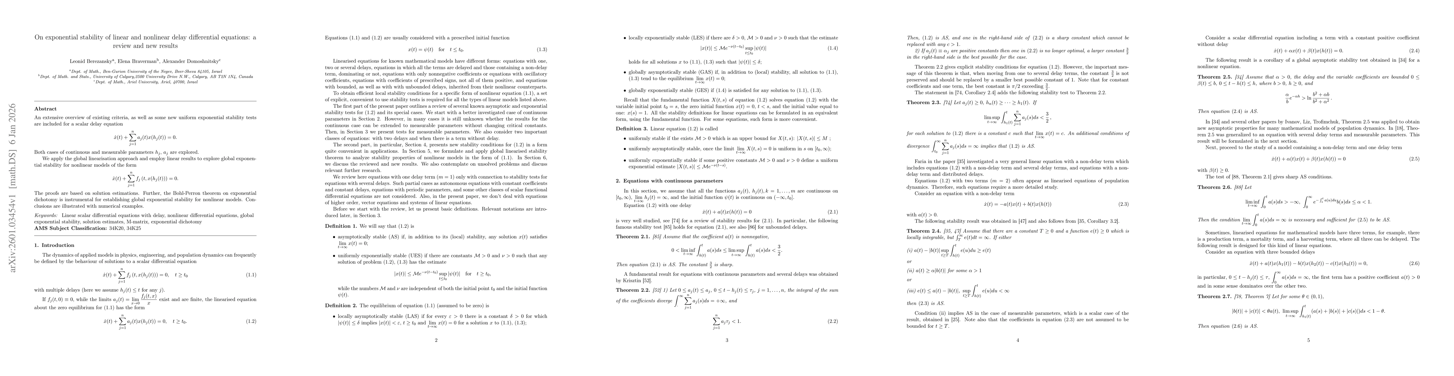 Thumbnail for On exponential stability of linear and nonlinear delay differential equations: a review and new results
