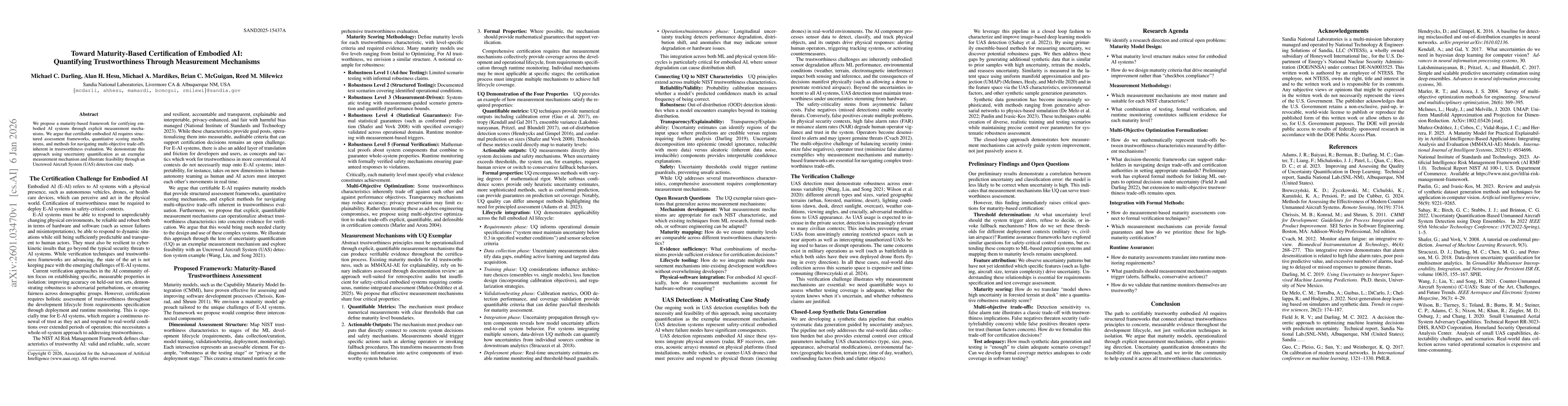 Thumbnail for Toward Maturity-Based Certification of Embodied AI: Quantifying Trustworthiness Through Measurement Mechanisms