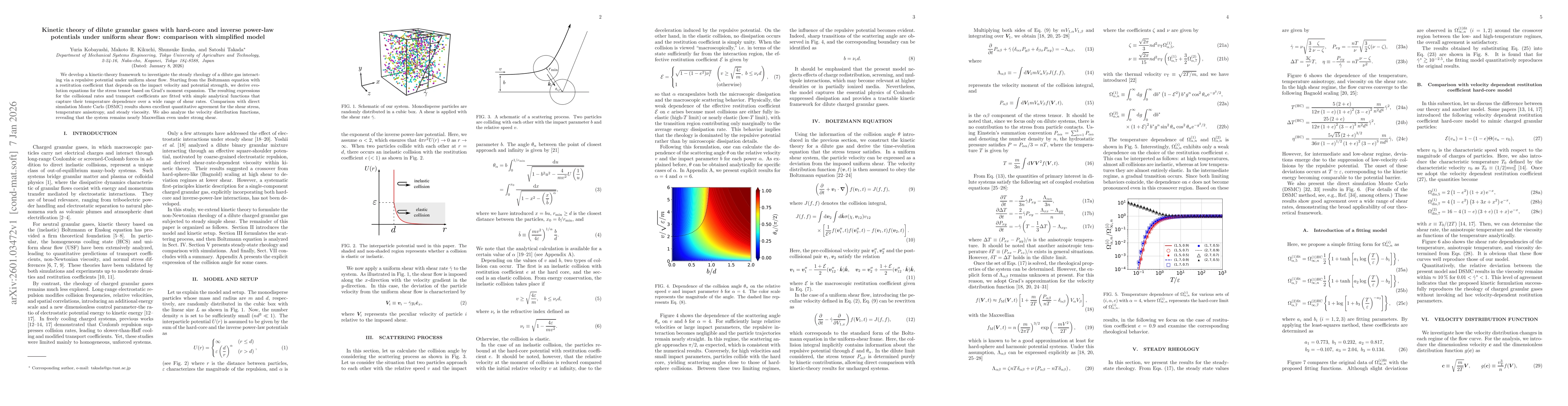 Thumbnail for Kinetic theory of dilute granular gases with hard-core and inverse power-law potentials under uniform shear flow: comparison with simplified model