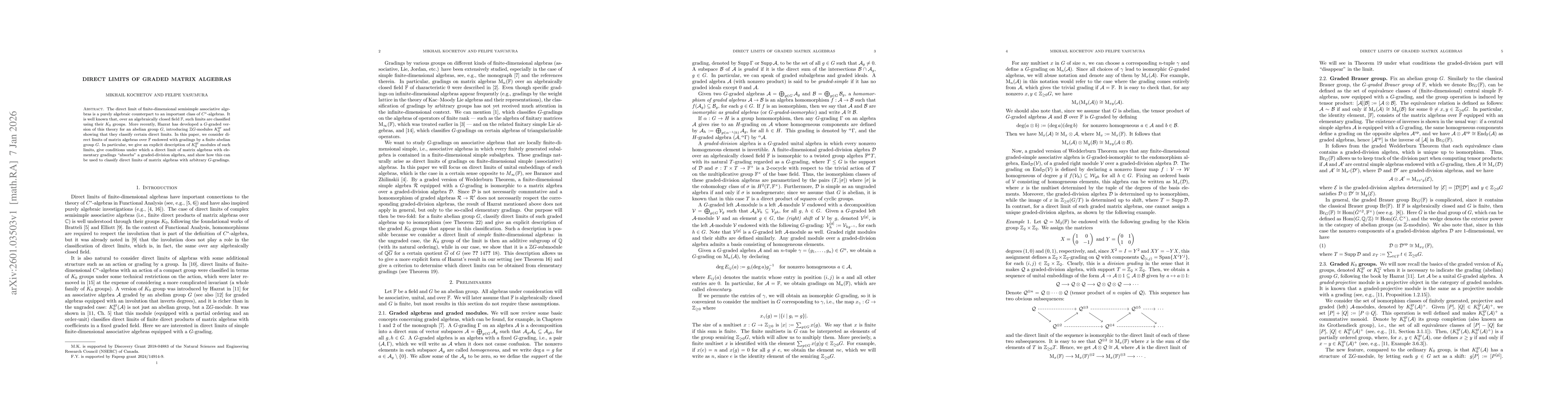 Thumbnail for Direct limits of graded matrix algebras