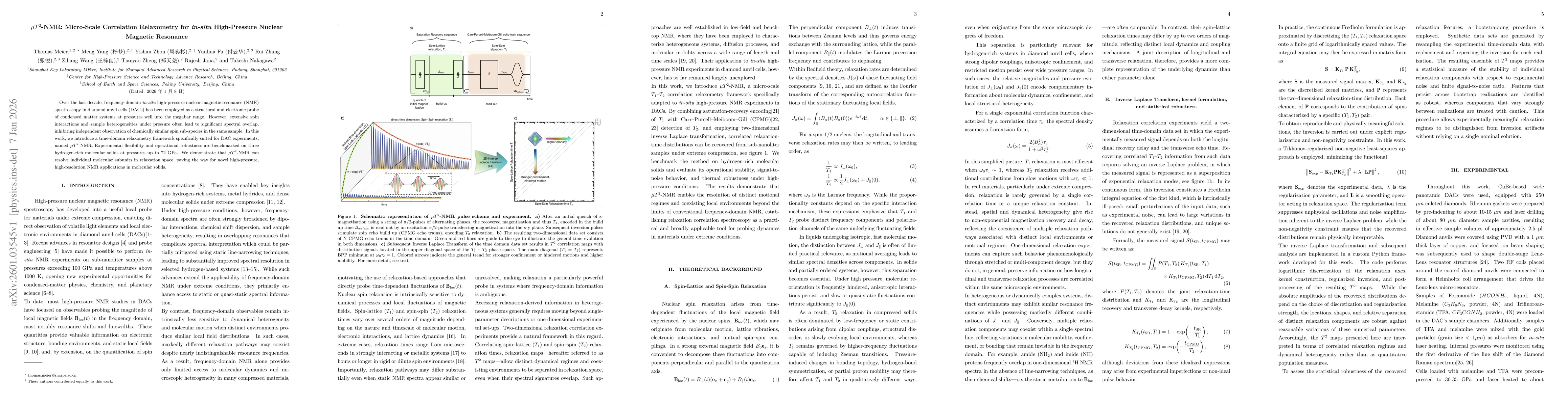 Thumbnail for muT2-NMR: Micro-Scale Correlation Relaxometry for in-situ High-Pressure Nuclear Magnetic Resonance