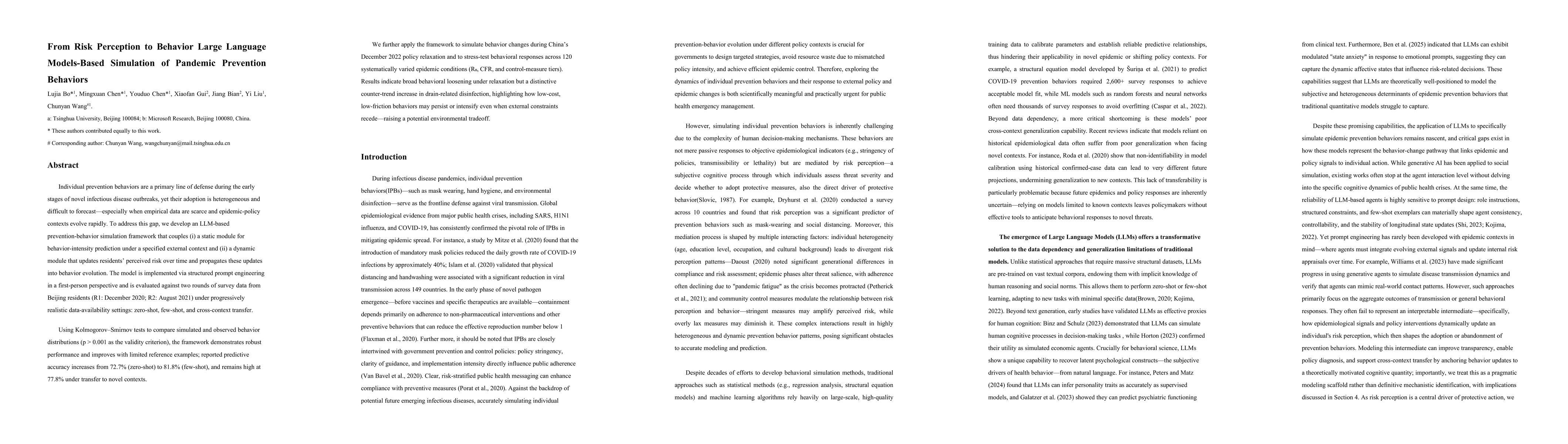 Thumbnail for From Risk Perception to Behavior Large Language Models-Based Simulation of Pandemic Prevention Behaviors