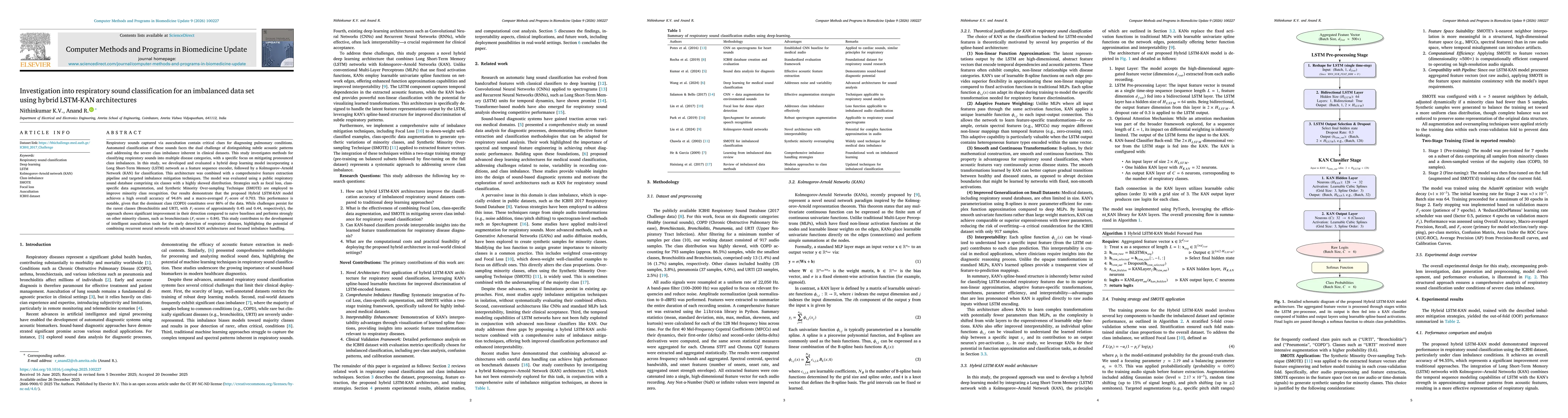 Thumbnail for Investigation into respiratory sound classification for an imbalanced data set using hybrid LSTM-KAN architectures