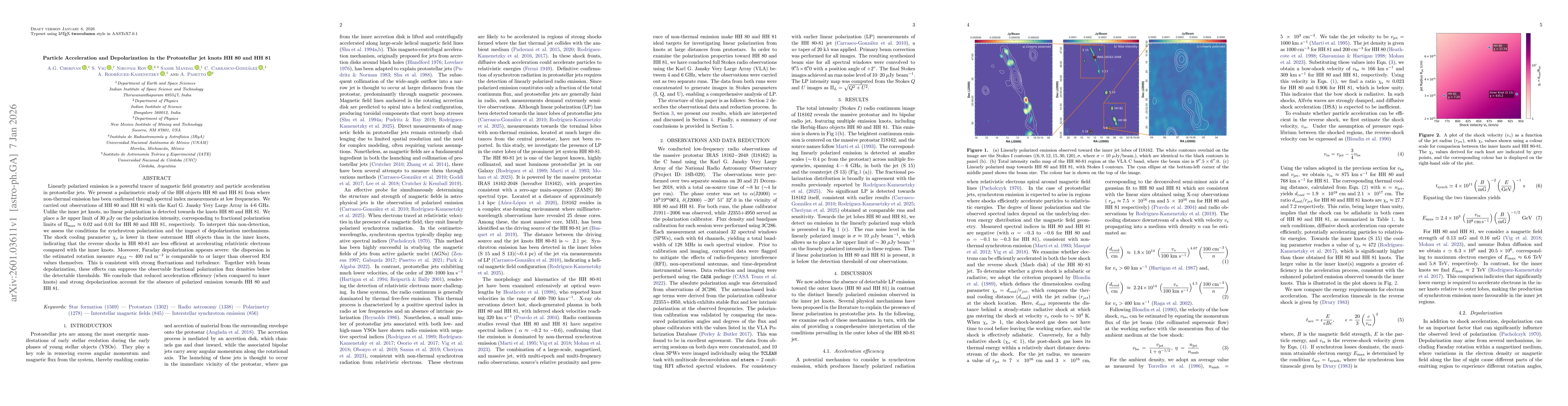Thumbnail for Particle Acceleration and Depolarization in the Protostellar jet knots HH 80 and HH 81