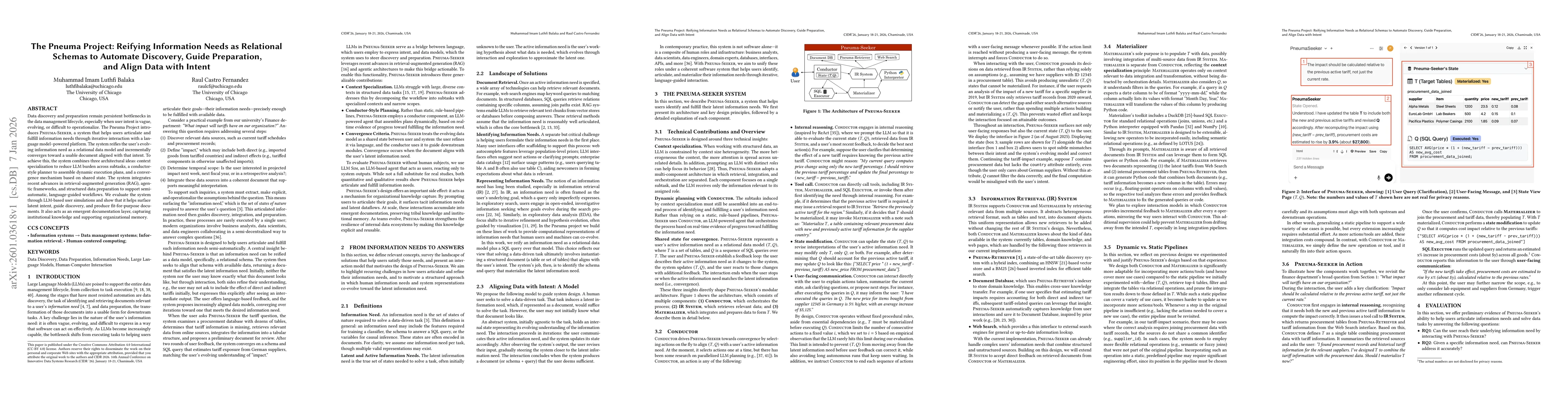 Thumbnail for The Pneuma Project: Reifying Information Needs as Relational Schemas to Automate Discovery, Guide Preparation, and Align Data with Intent