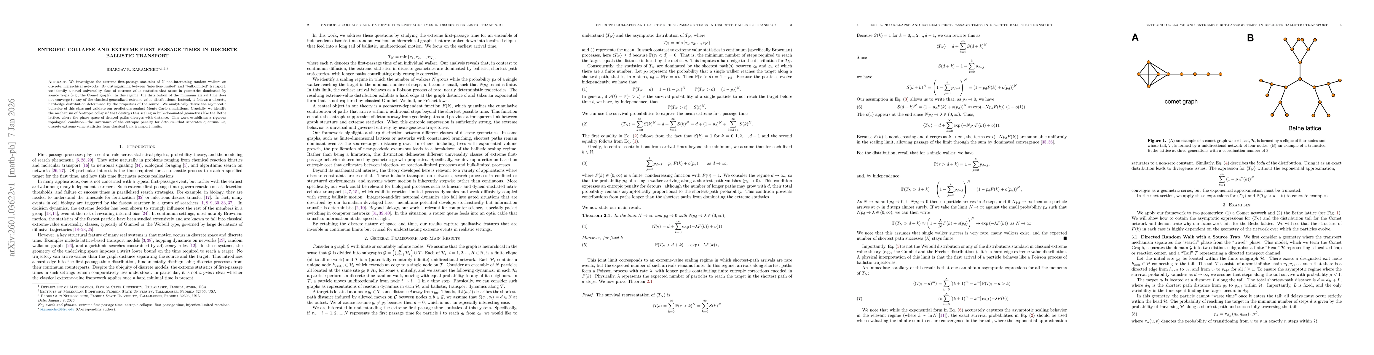 Thumbnail for Entropic Collapse and Extreme First-Passage Times in Discrete Ballistic Transport