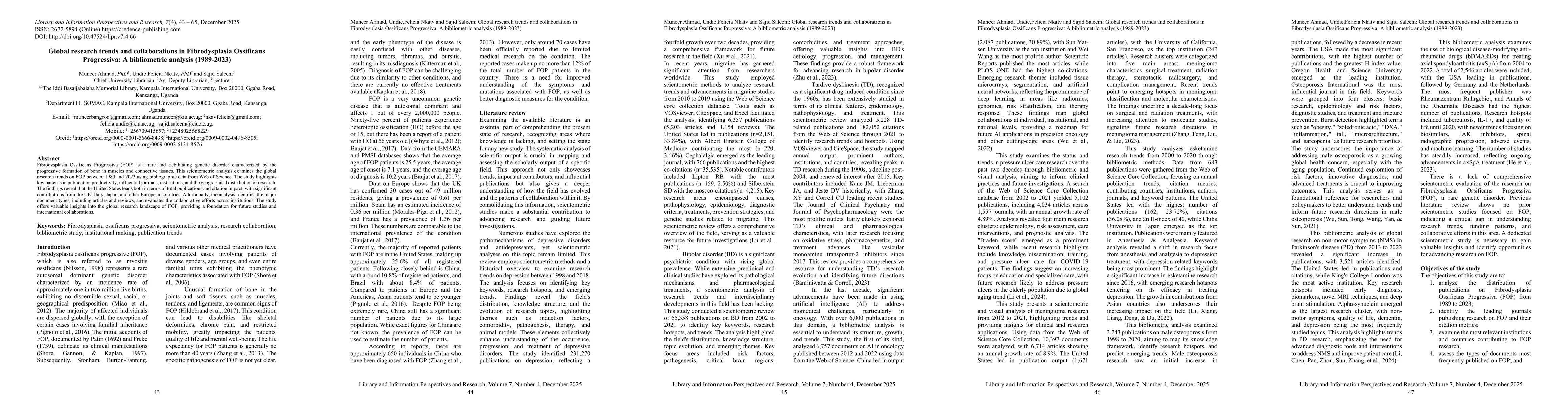 Thumbnail for Global research trends and collaborations in Fibrodysplasia Ossificans Progressiva: A bibliometric analysis (1989-2023)