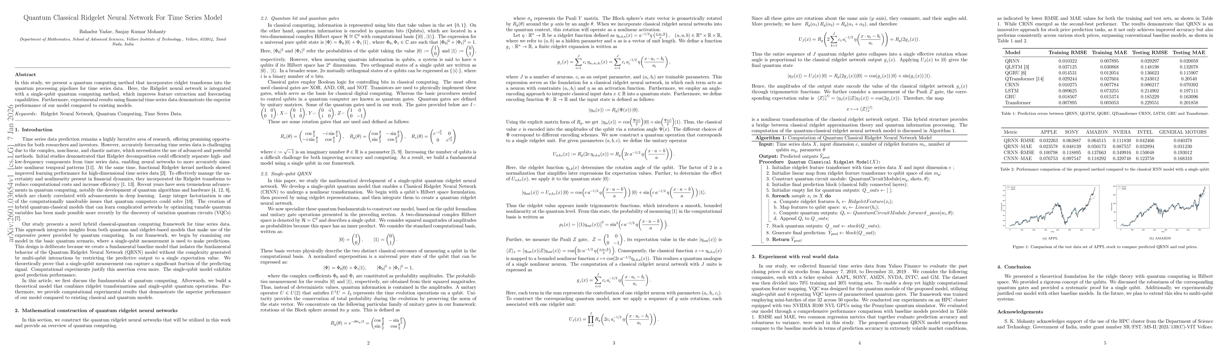 Thumbnail for Quantum Classical Ridgelet Neural Network For Time Series Model