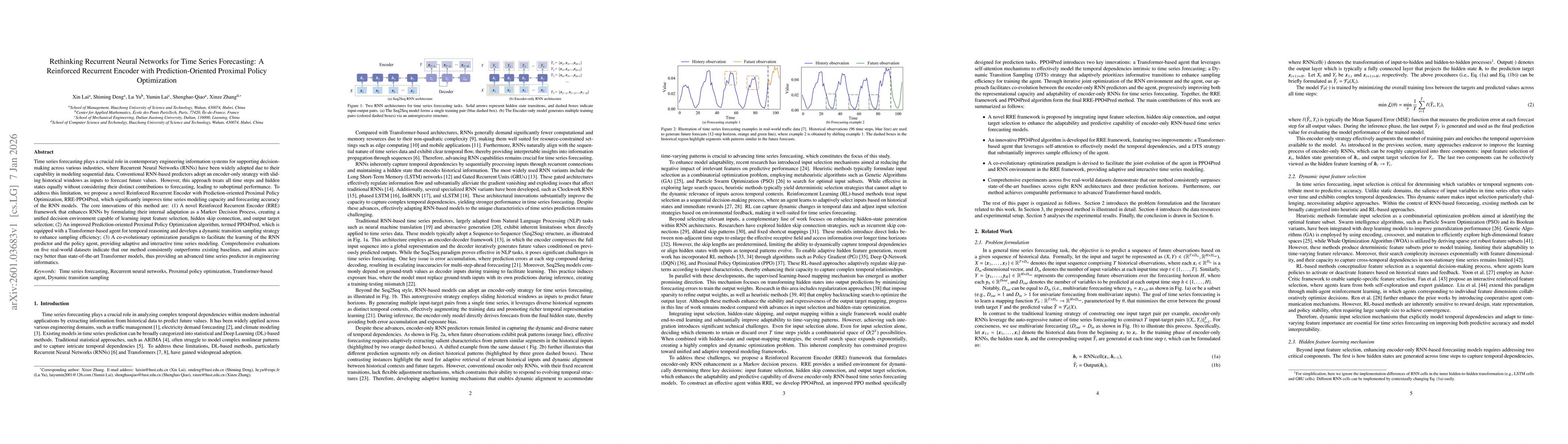 Thumbnail for Rethinking Recurrent Neural Networks for Time Series Forecasting: A Reinforced Recurrent Encoder with Prediction-Oriented Proximal Policy Optimization