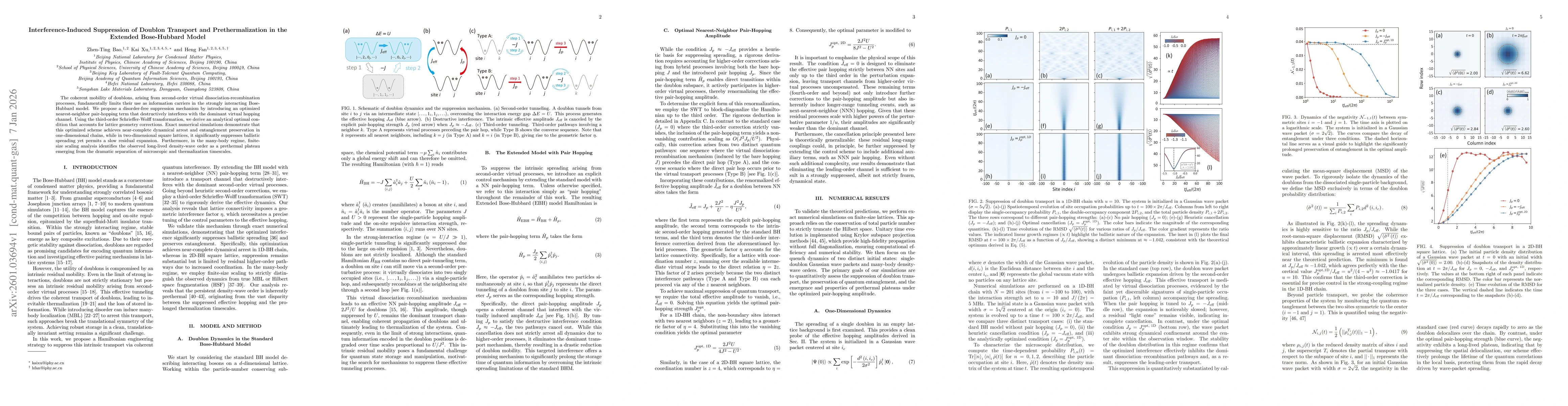Thumbnail for Interference-Induced Suppression of Doublon Transport and Prethermalization in the Extended Bose-Hubbard Model