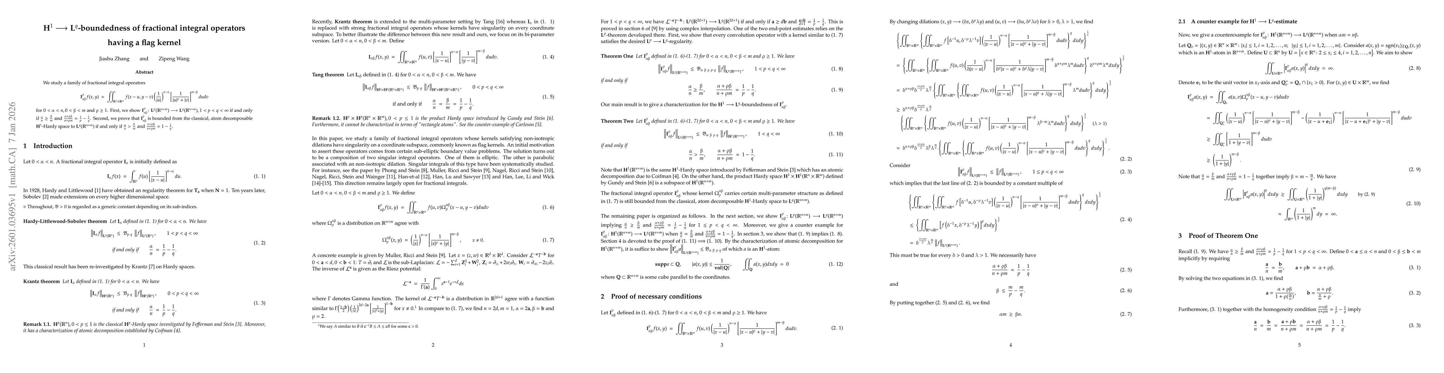 Thumbnail for $H^1$ to $L^q$-boundedness of fractional integral operators having a flag kernel