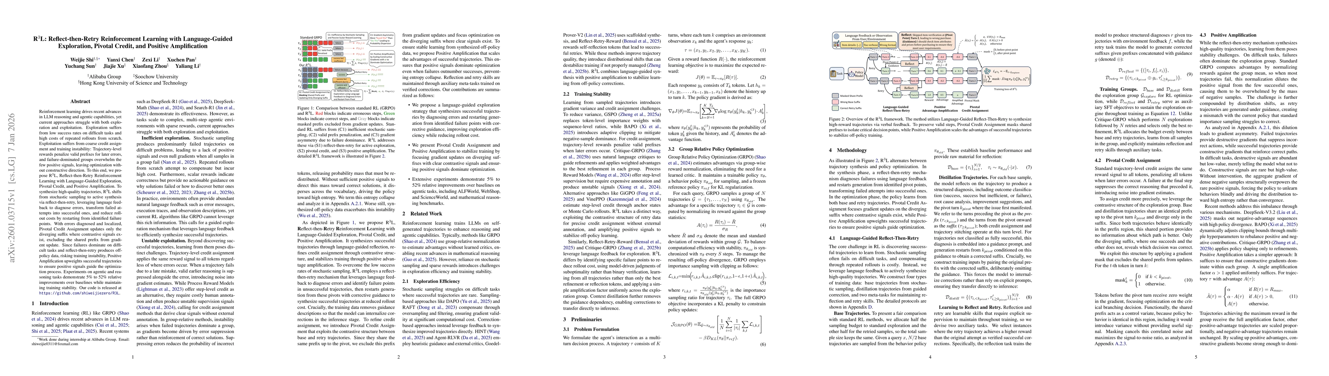 Thumbnail for R$^3$L: Reflect-then-Retry Reinforcement Learning with Language-Guided Exploration, Pivotal Credit, and Positive Amplification