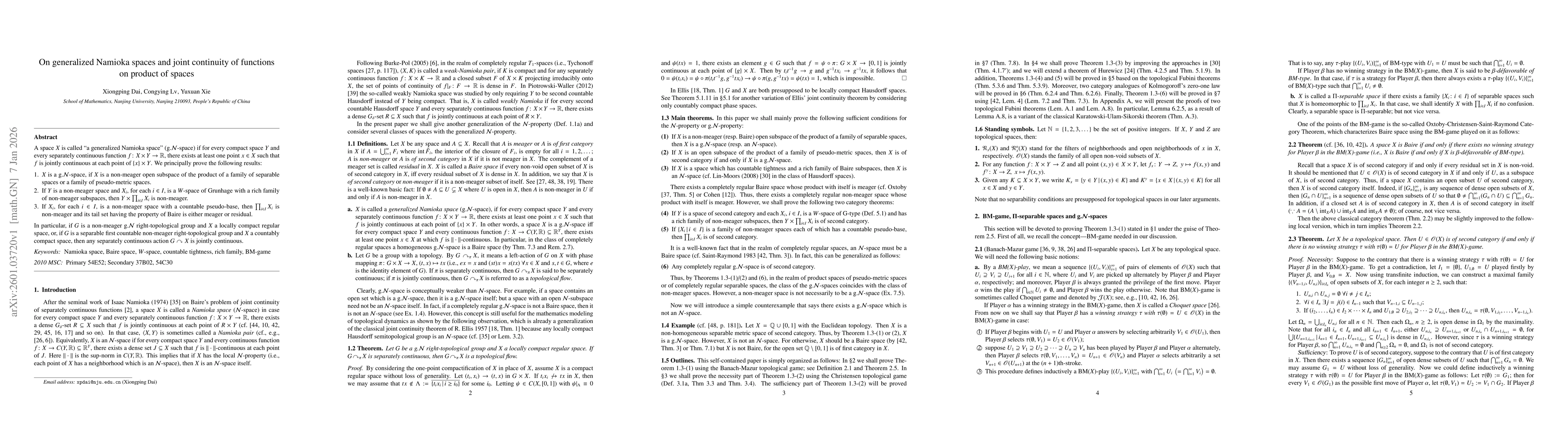 Thumbnail for On generalized Namioka spaces and joint continuity of functions on product of spaces