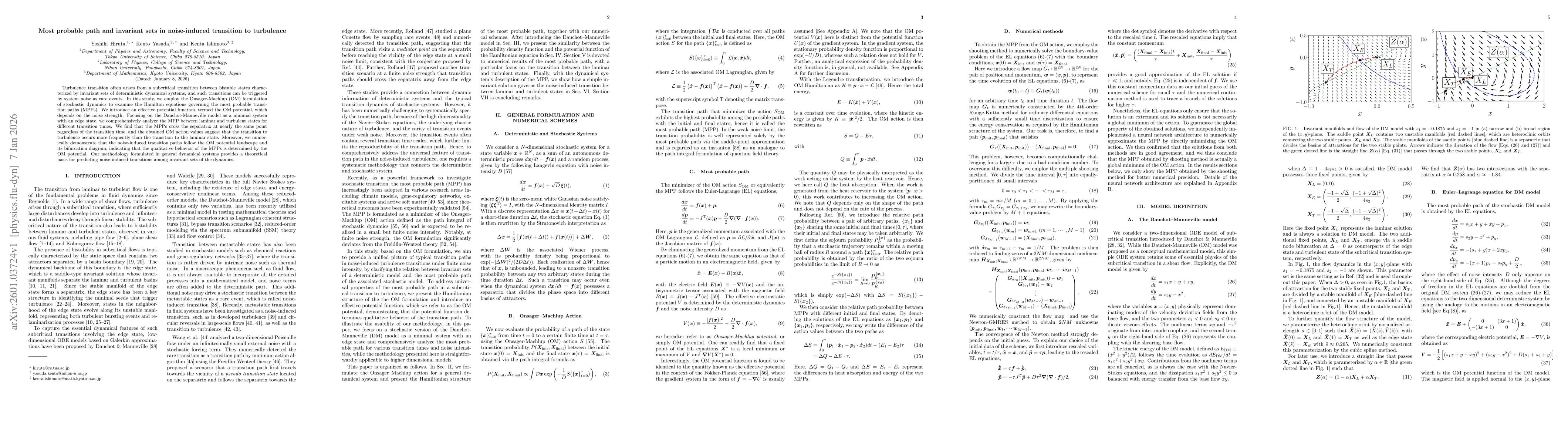 Thumbnail for Most probable path and invariant sets in noise-induced transition to turbulence