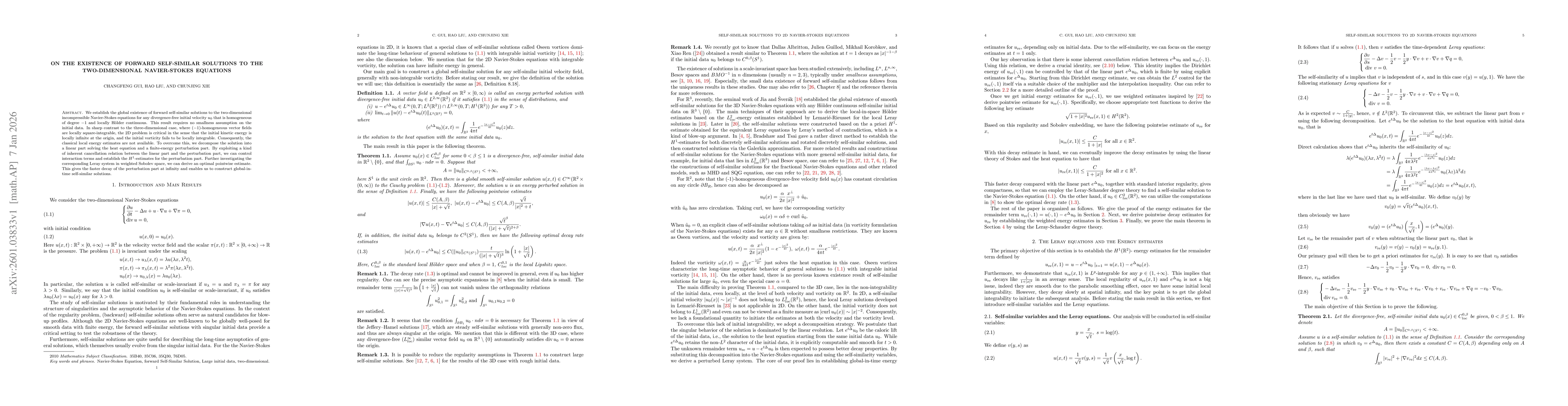 Thumbnail for On the existence of forward self-similar solutions to the two-dimensional Navier-Stokes equations