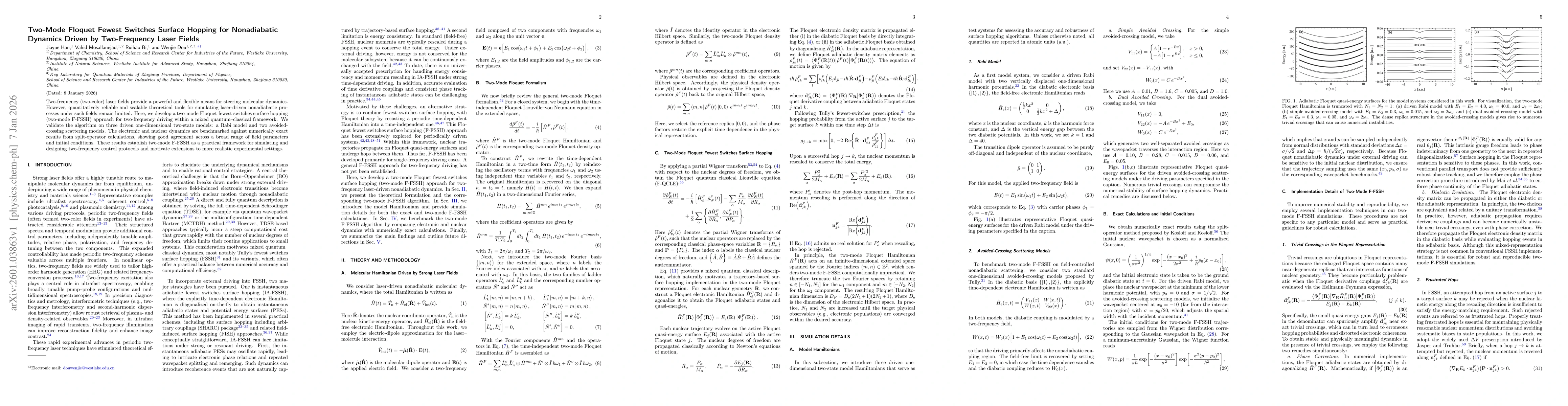 Thumbnail for Two-Mode Floquet Fewest Switches Surface Hopping for Nonadiabatic Dynamics Driven by Two-Frequency Laser Fields