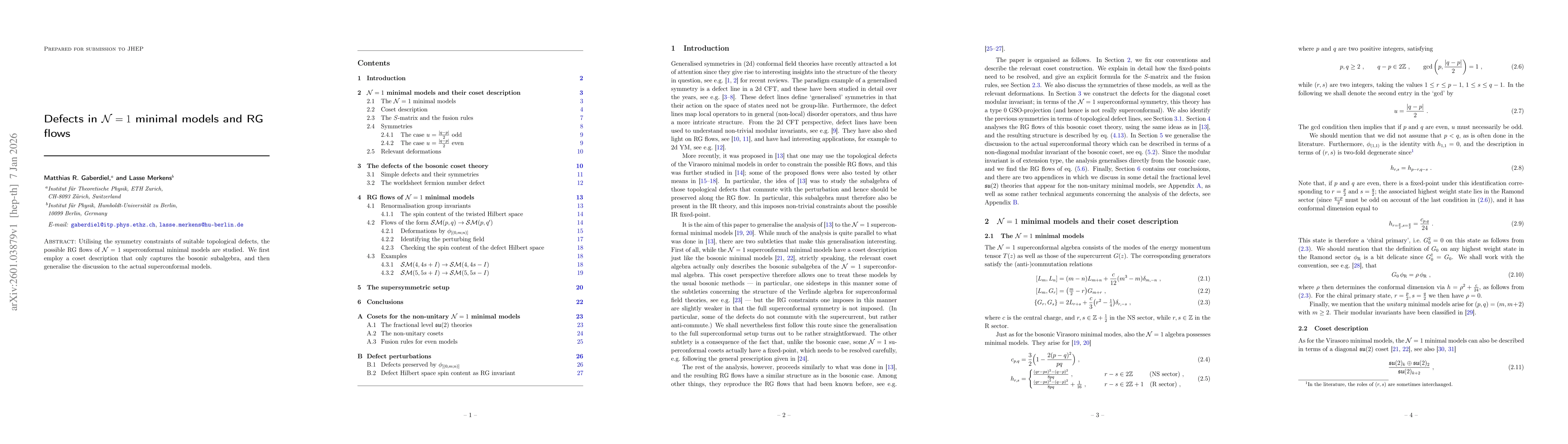 Thumbnail for Defects in N=1 minimal models and RG flows