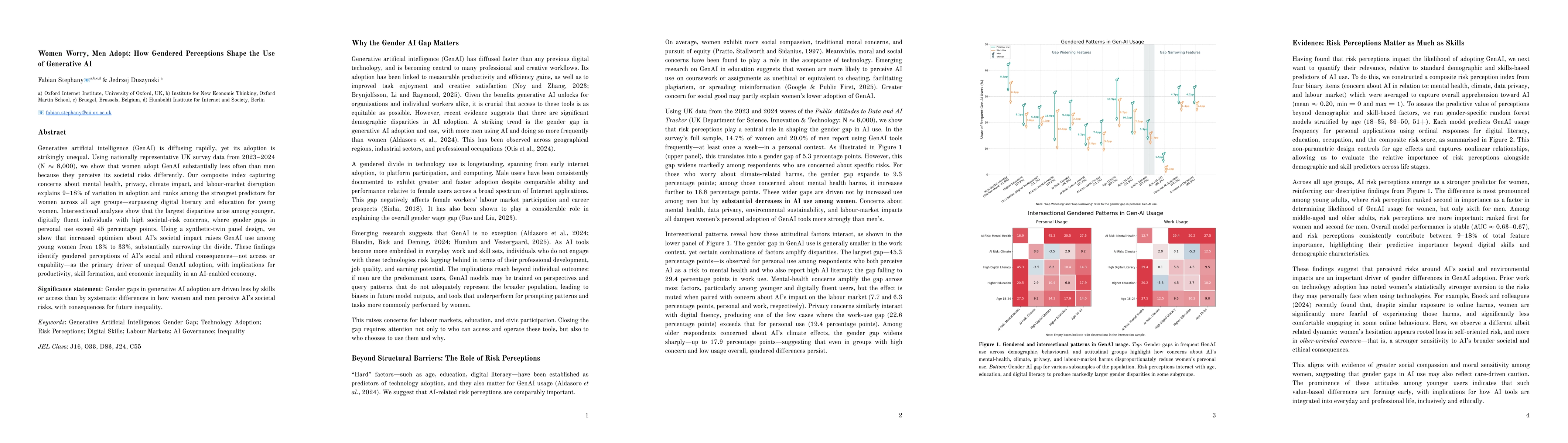 Thumbnail for Women Worry, Men Adopt: How Gendered Perceptions Shape the Use of Generative AI