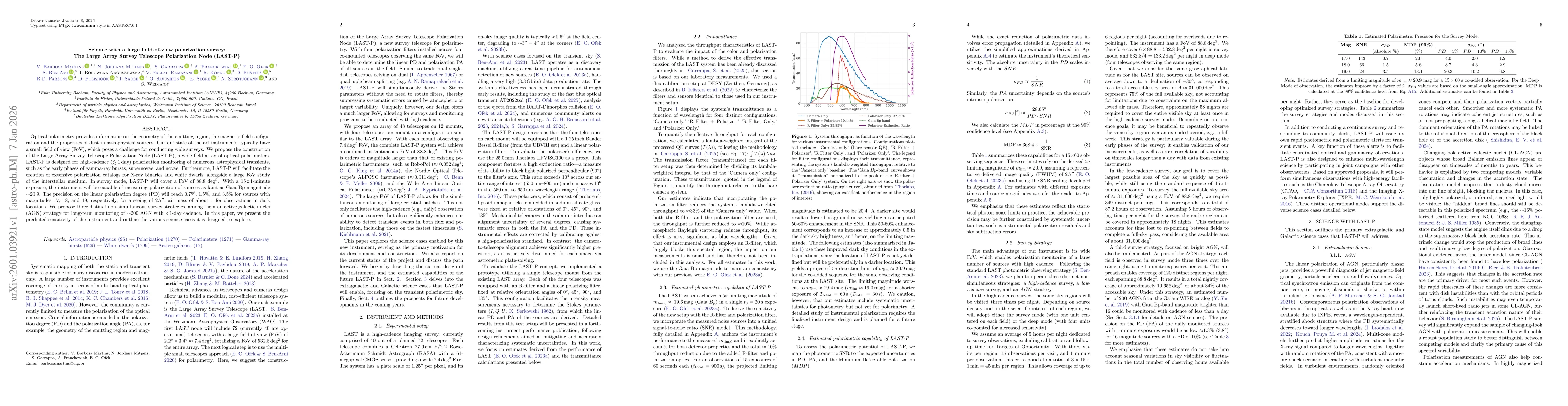 Thumbnail for Science with a large field-of-view polarization survey: The Large Array Survey Telescope Polarization Node (LAST-P)