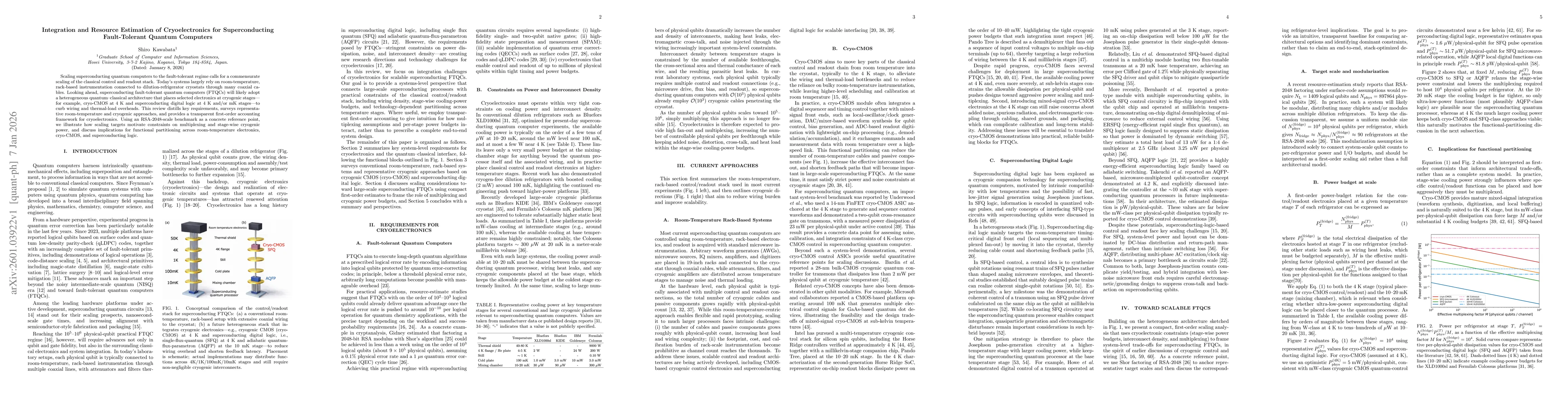 Thumbnail for Integration and Resource Estimation of Cryoelectronics for Superconducting Fault-Tolerant Quantum Computers