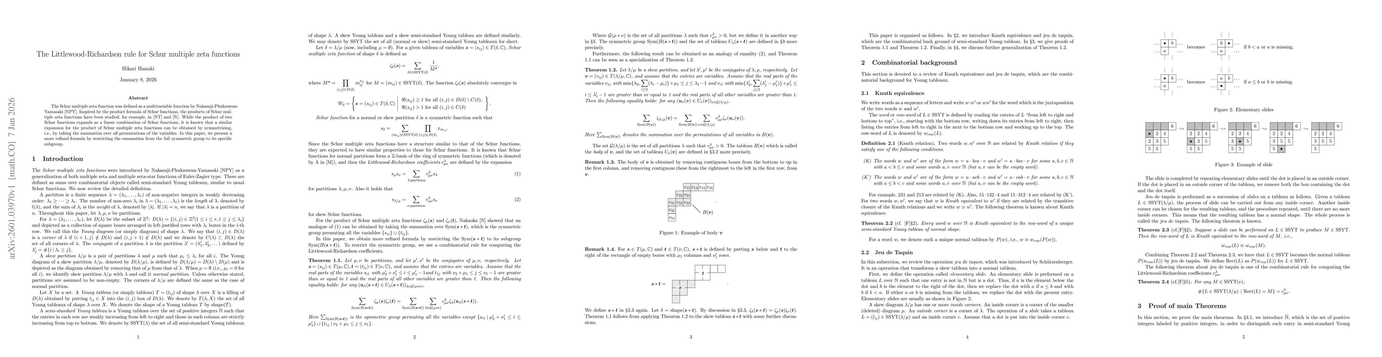 Thumbnail for The Littlewood-Richardson rule for Schur multiple zeta functions