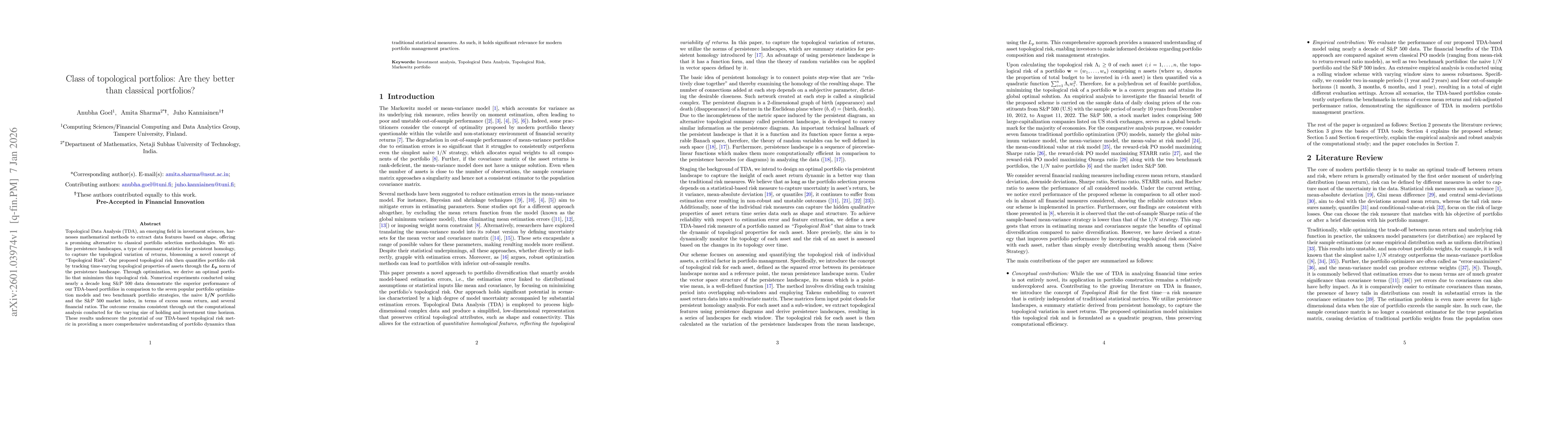 Thumbnail for Class of topological portfolios: Are they better than classical portfolios?