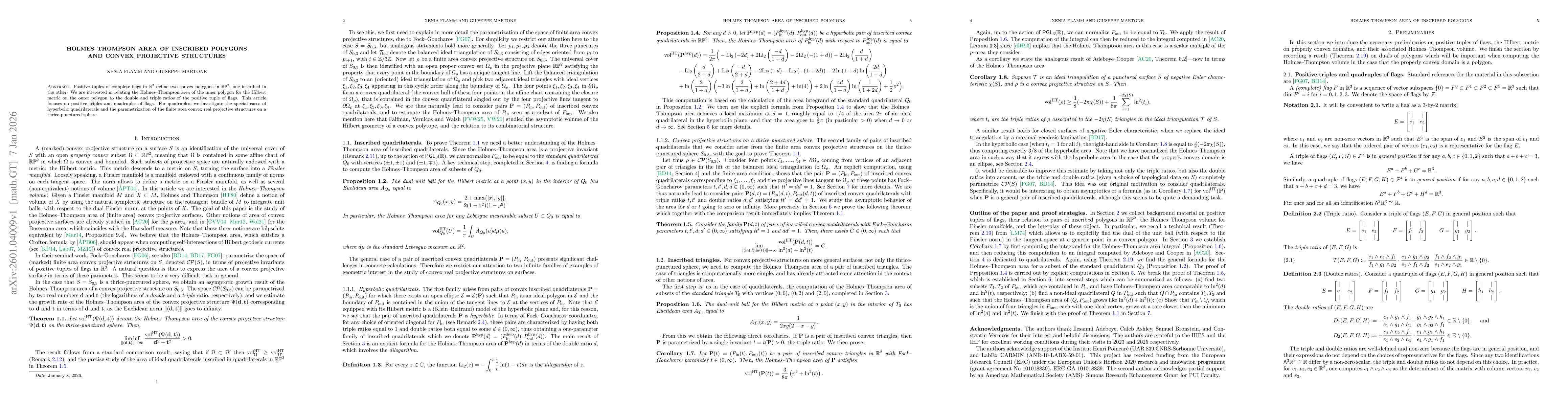 Thumbnail for Holmes-Thompson area of inscribed polygons and convex projective structures