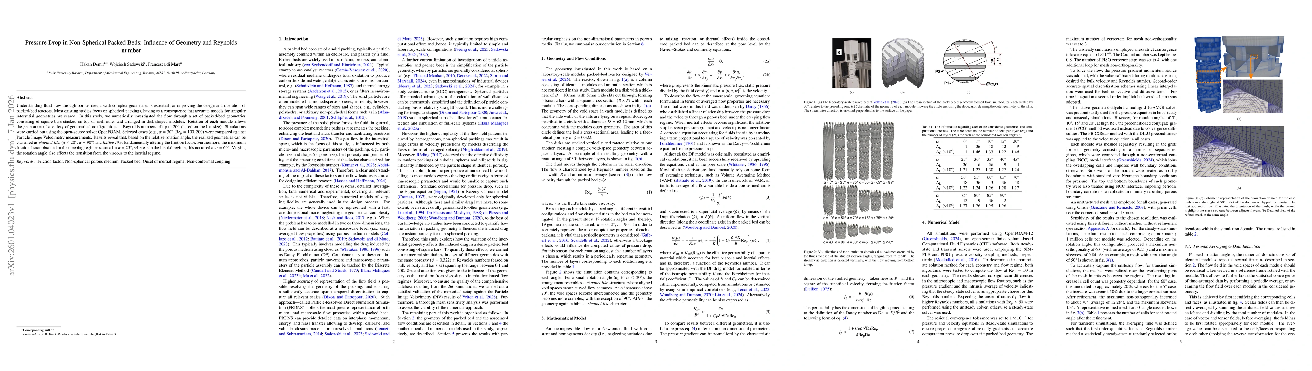 Thumbnail for Pressure Drop in Non-Spherical Packed Beds: Influence of Geometry and Reynolds number