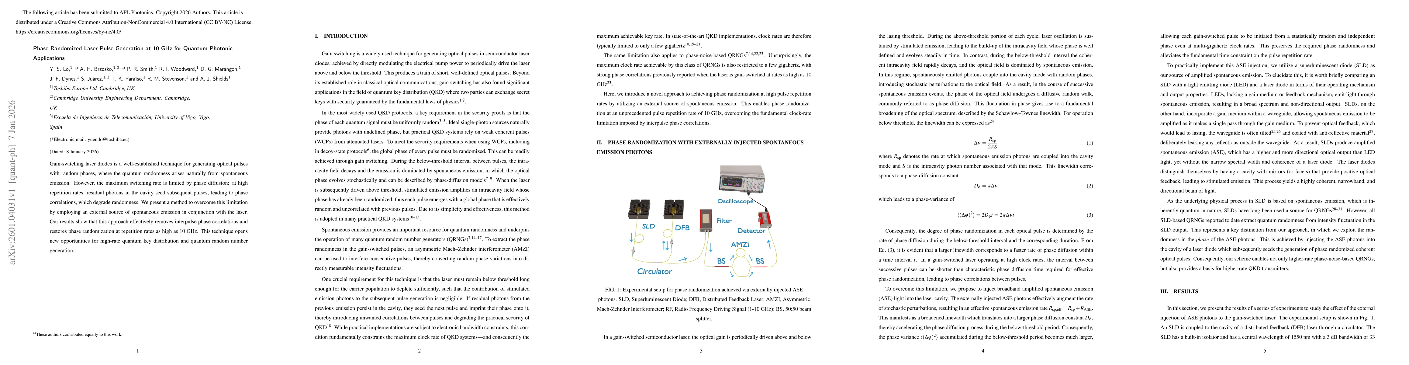Thumbnail for Phase-Randomized Laser Pulse Generation at 10 GHz for Quantum Photonic Applications