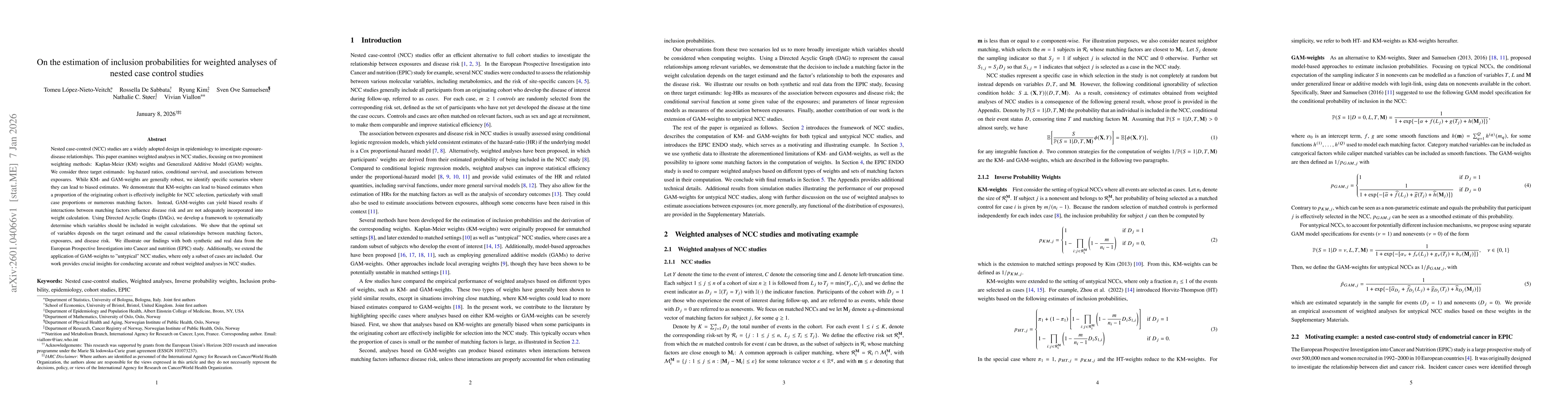 Thumbnail for On the estimation of inclusion probabilities for weighted analyses of nested case control studies