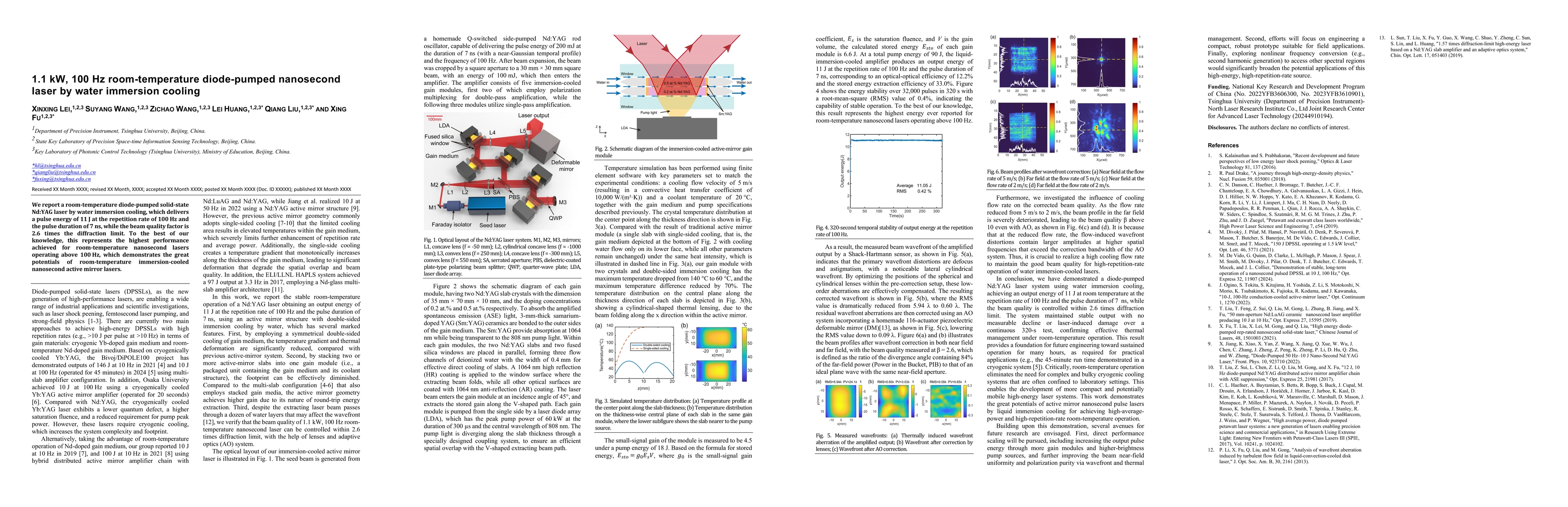 Thumbnail for 1.1 kW, 100 Hz room-temperature diode-pumped nanosecond laser by water immersion cooling
