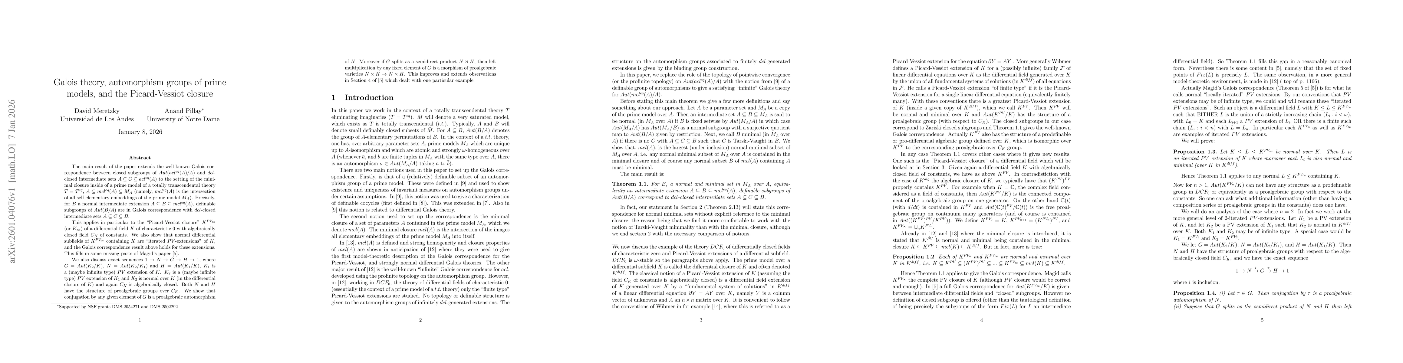Thumbnail for Galois theory, automorphism groups of prime models, and the Picard-Vessiot closure