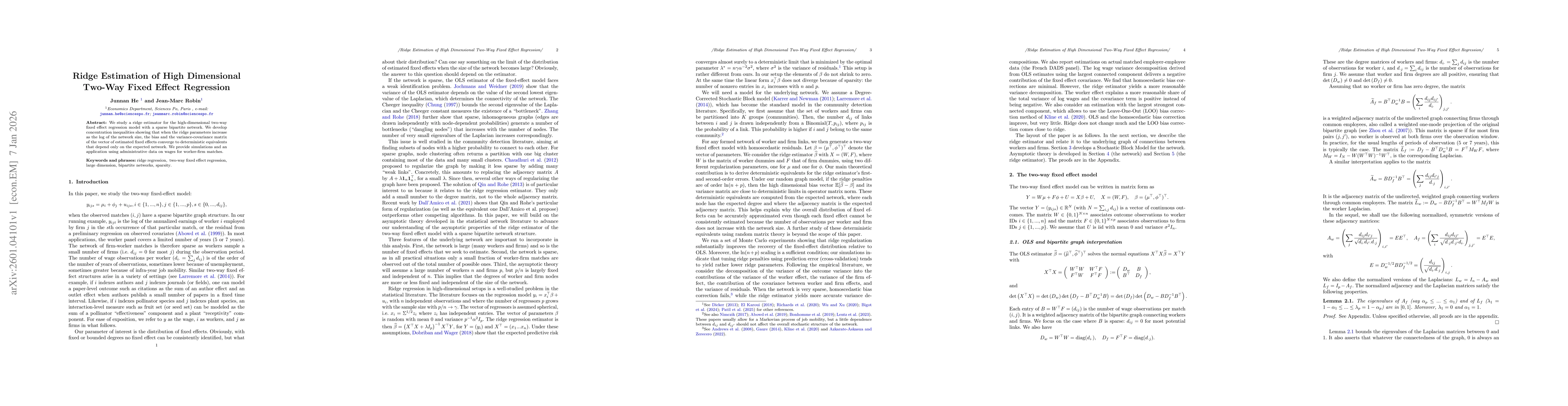 Thumbnail for Ridge Estimation of High Dimensional Two-Way Fixed Effect Regression