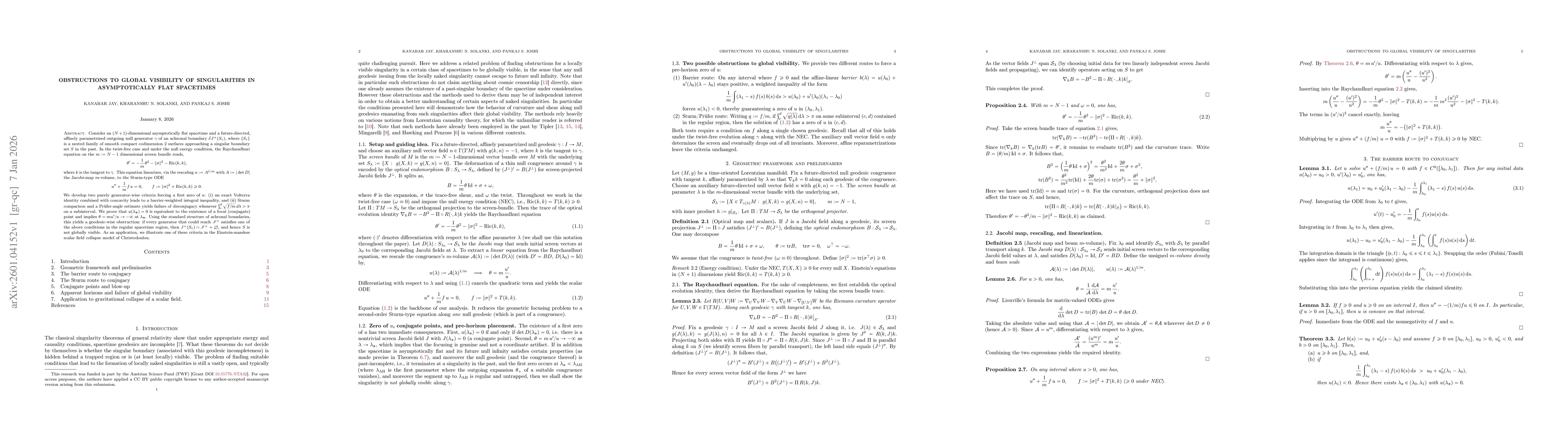Thumbnail for Obstructions to global visibility of singularities in asymptotically flat spacetimes