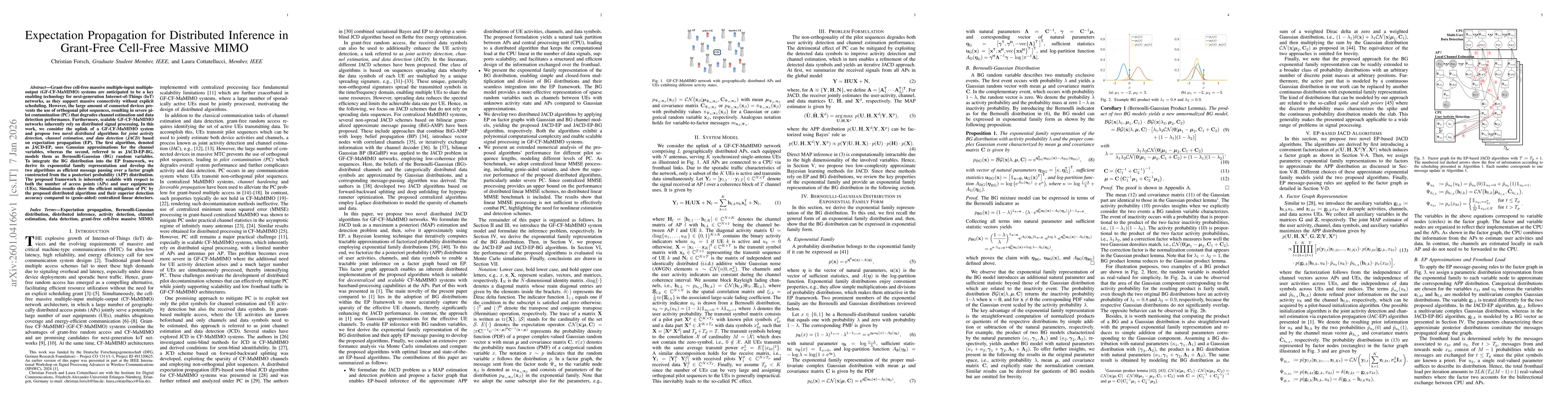 Thumbnail for Expectation Propagation for Distributed Inference in Grant-Free Cell-Free Massive MIMO