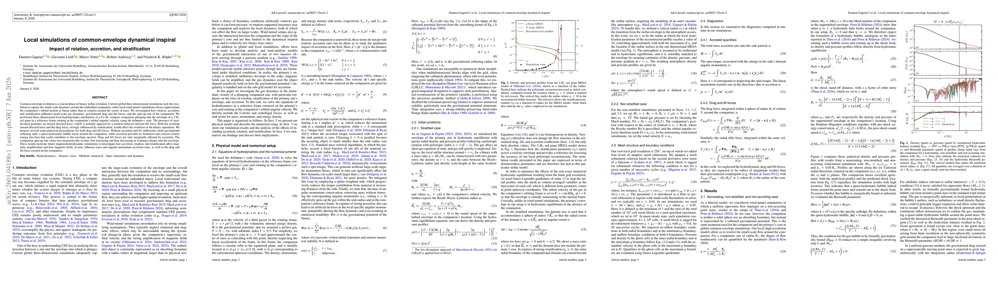Thumbnail for Local simulations of common-envelope dynamical inspiral. Impact of rotation, accretion, and stratification