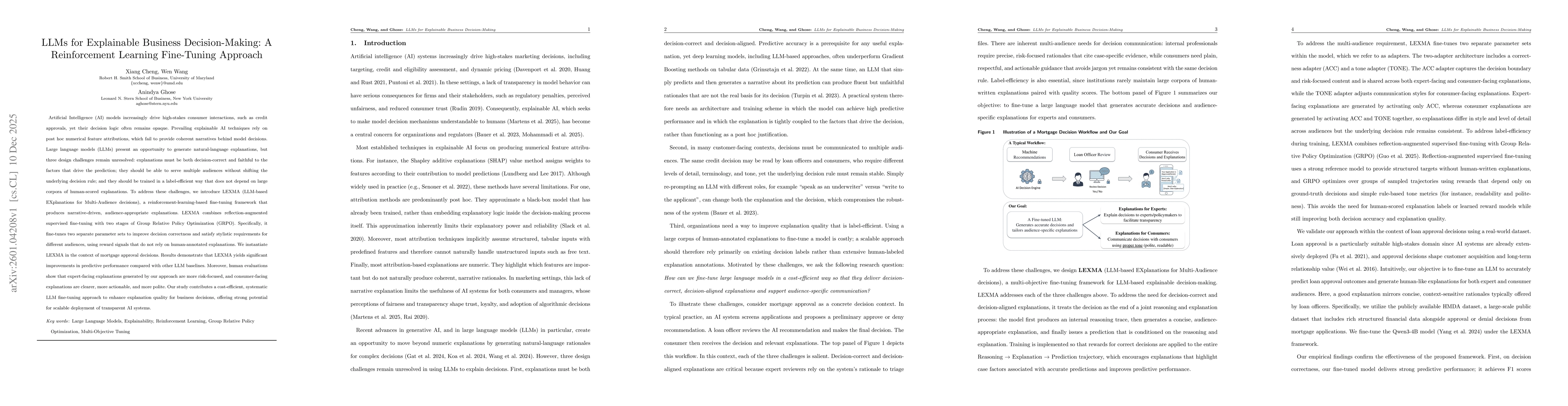 Thumbnail for LLMs for Explainable Business Decision-Making: A Reinforcement Learning Fine-Tuning Approach
