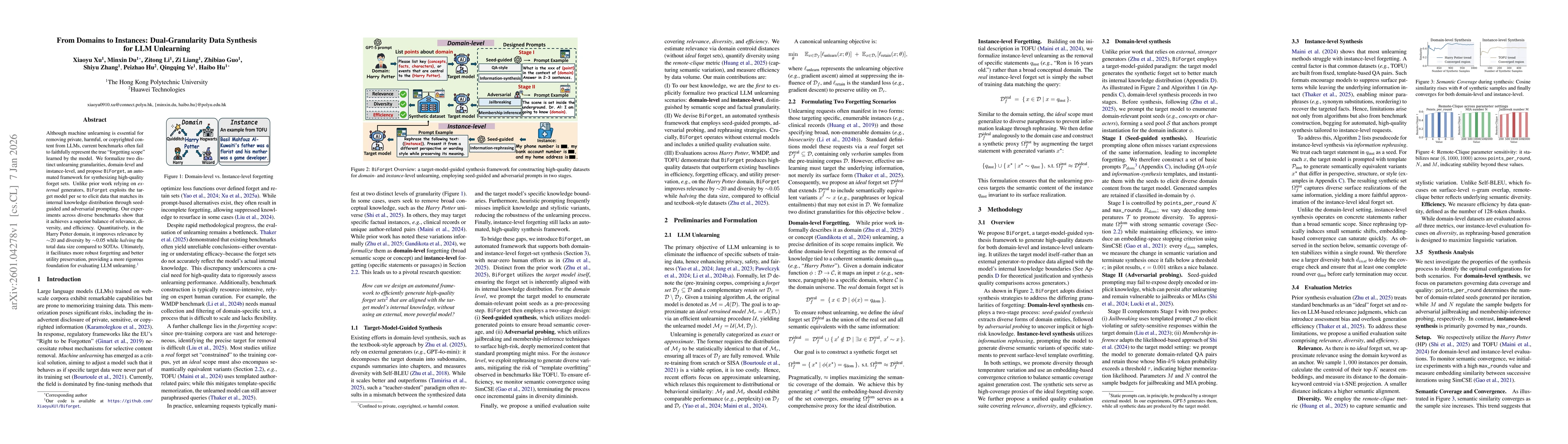 Thumbnail for From Domains to Instances: Dual-Granularity Data Synthesis for LLM Unlearning
