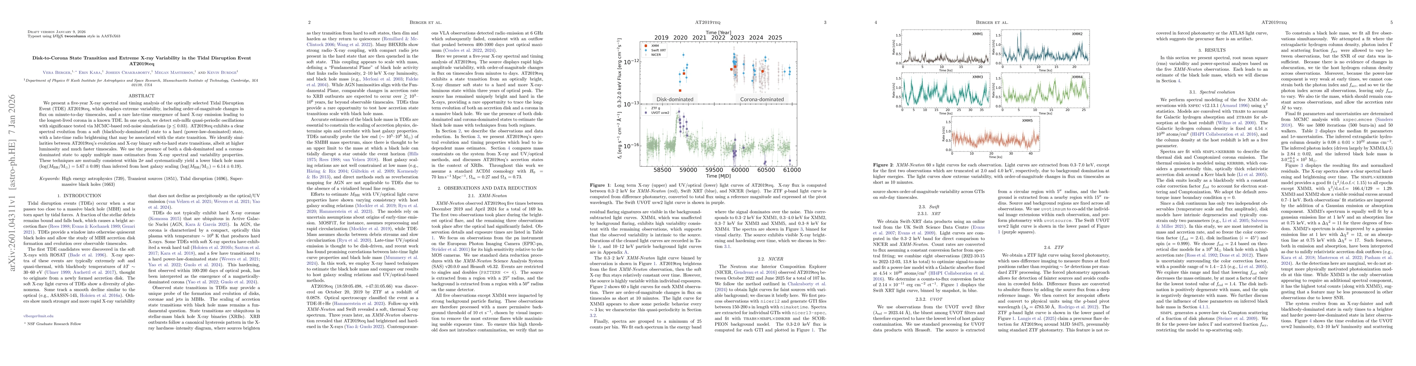 Thumbnail for Disk-to-Corona State Transition and Extreme X-ray Variability in the Tidal Disruption Event AT2019teq