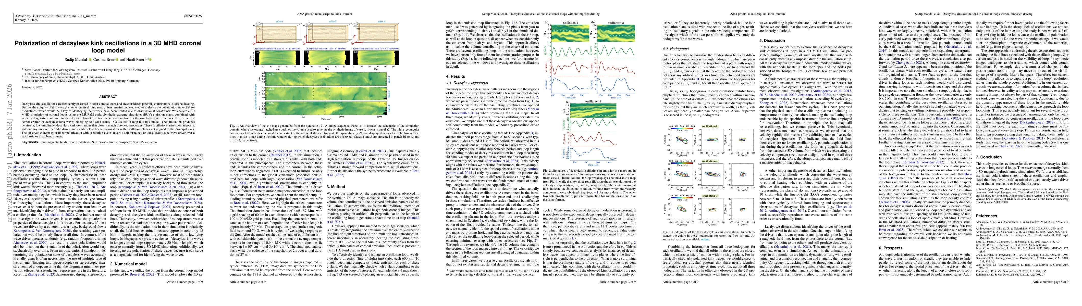 Thumbnail for Polarization of decayless kink oscillations in a 3D MHD coronal loop model