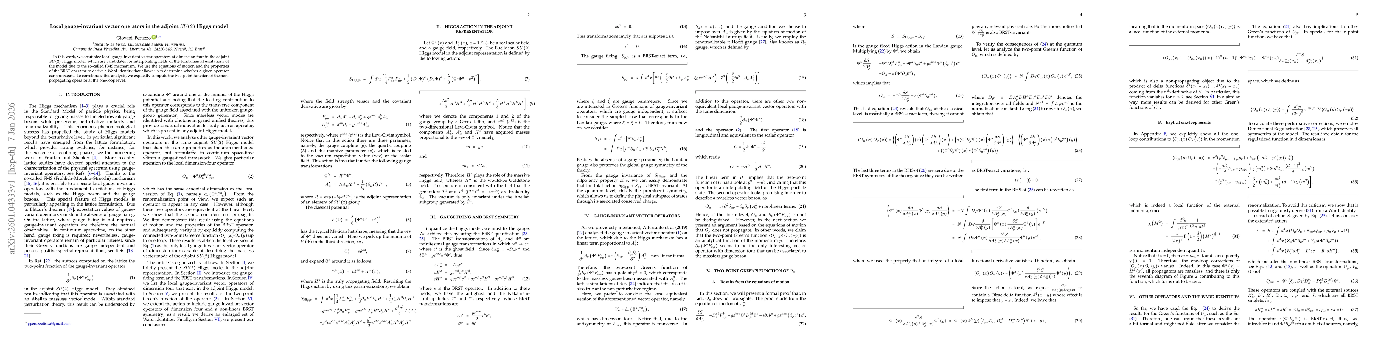 Thumbnail for Local gauge-invariant vector operators in the adjoint $SU(2)$ Higgs model