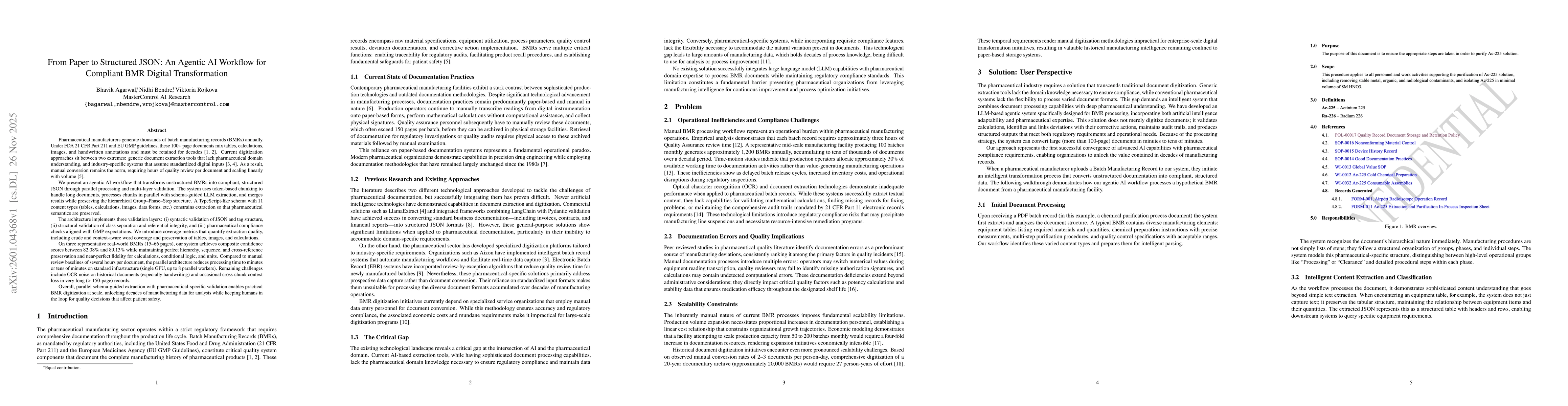 Thumbnail for From Paper to Structured JSON: An Agentic Workflow for Compliant BMR Digital Transformation