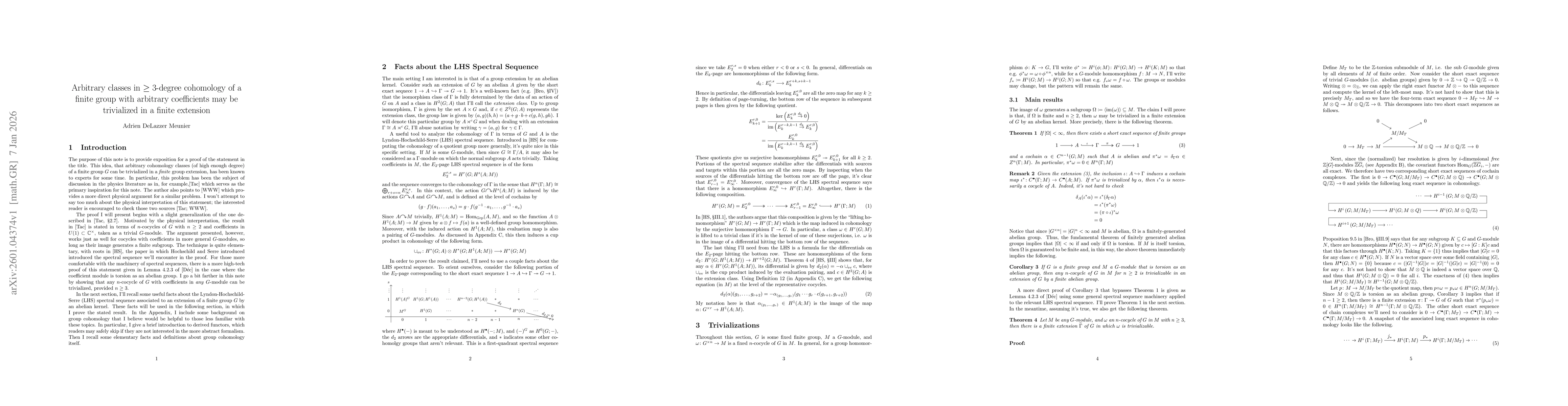 Thumbnail for Arbitrary classes in >2-degree cohomology of a finite group with arbitrary coefficients may be trivialized in a finite extension