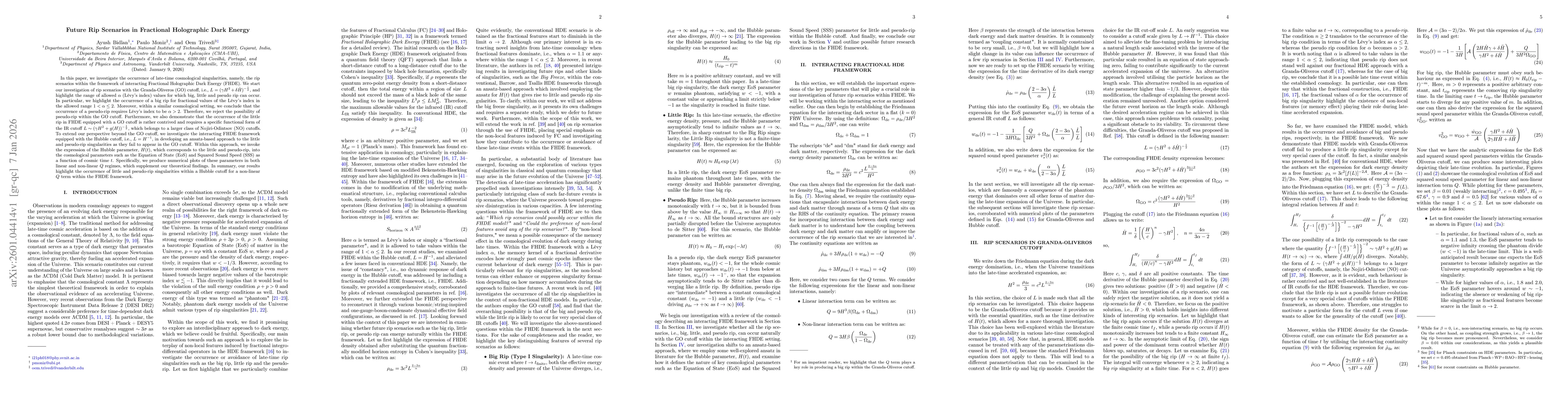Thumbnail for Future Rip Scenarios in Fractional Holographic Dark Energy